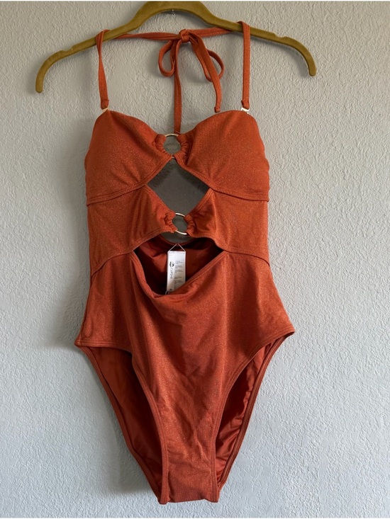 Cupshe Other - NWT Cupshe Metallic Burnt Orange O-Ring Cutout One Piece Swimsuit Monokini Med M